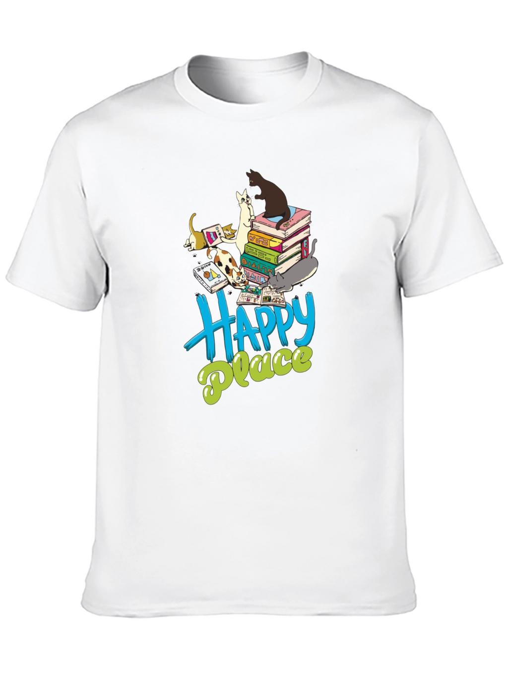 Cats & Books Happy Place Graphic Tee