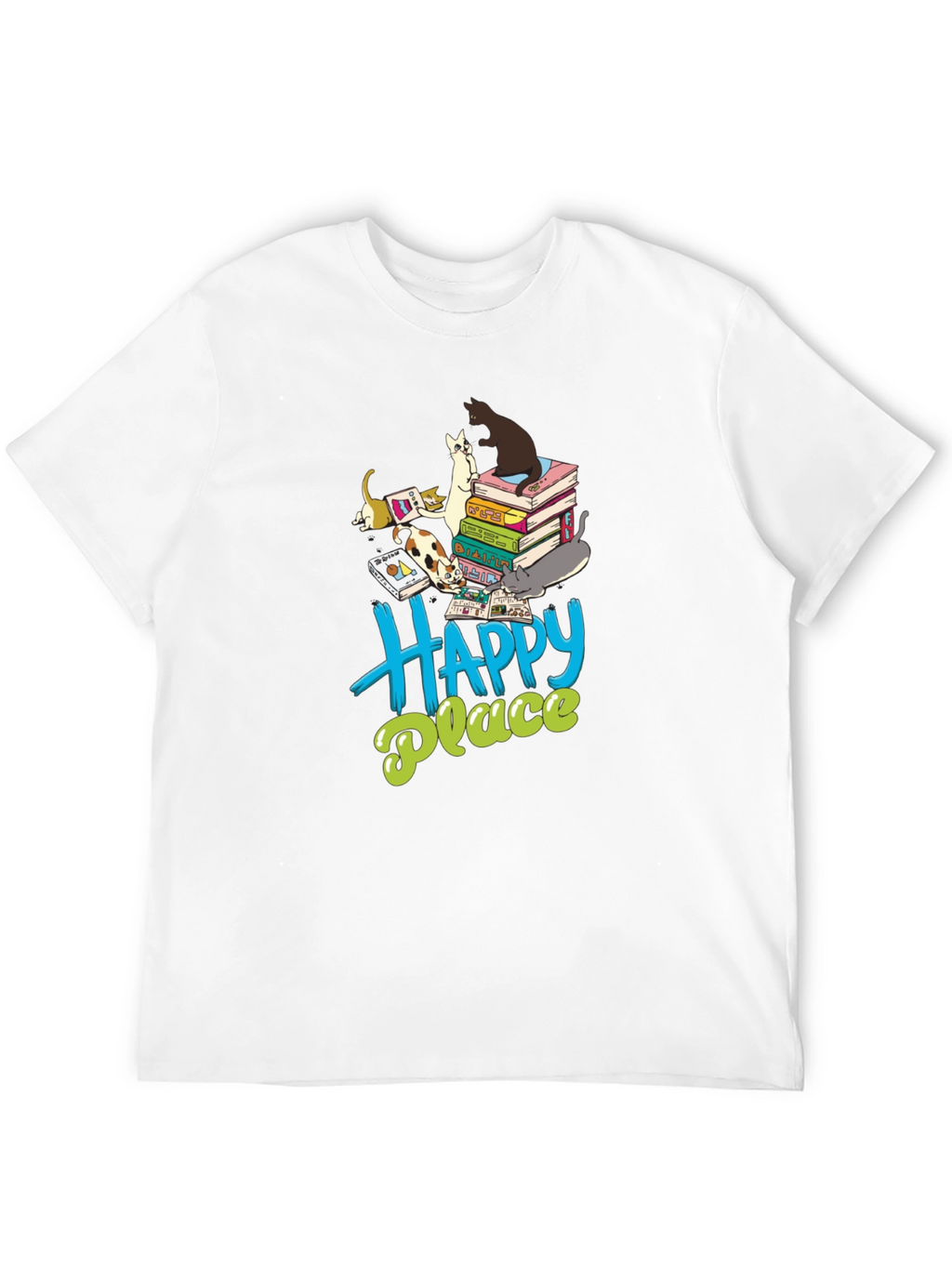 Cats & Books Happy Place Graphic Tee