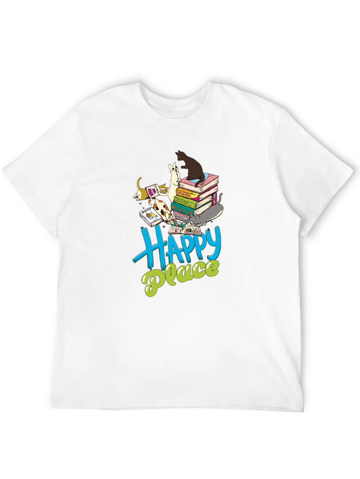 Cats & Books Happy Place Graphic Tee