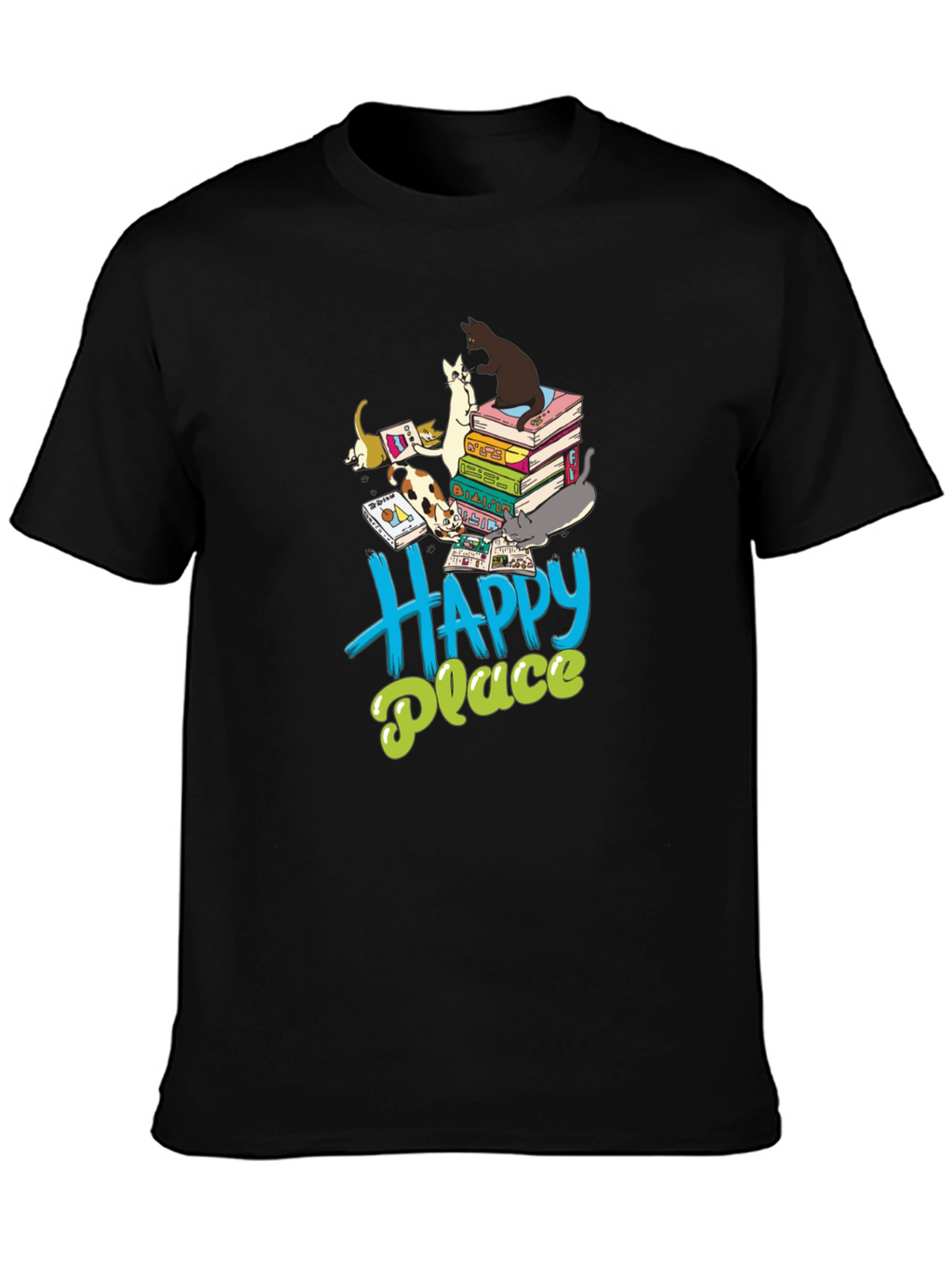 Cats & Books Happy Place Graphic Tee