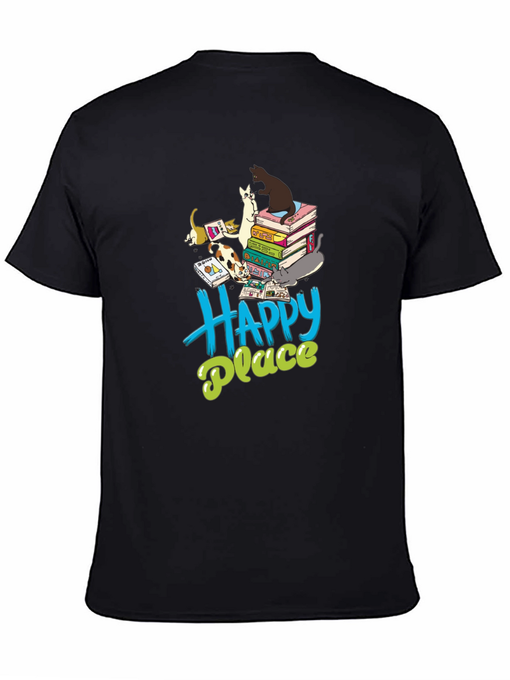 Cats & Books Happy Place Graphic Tee