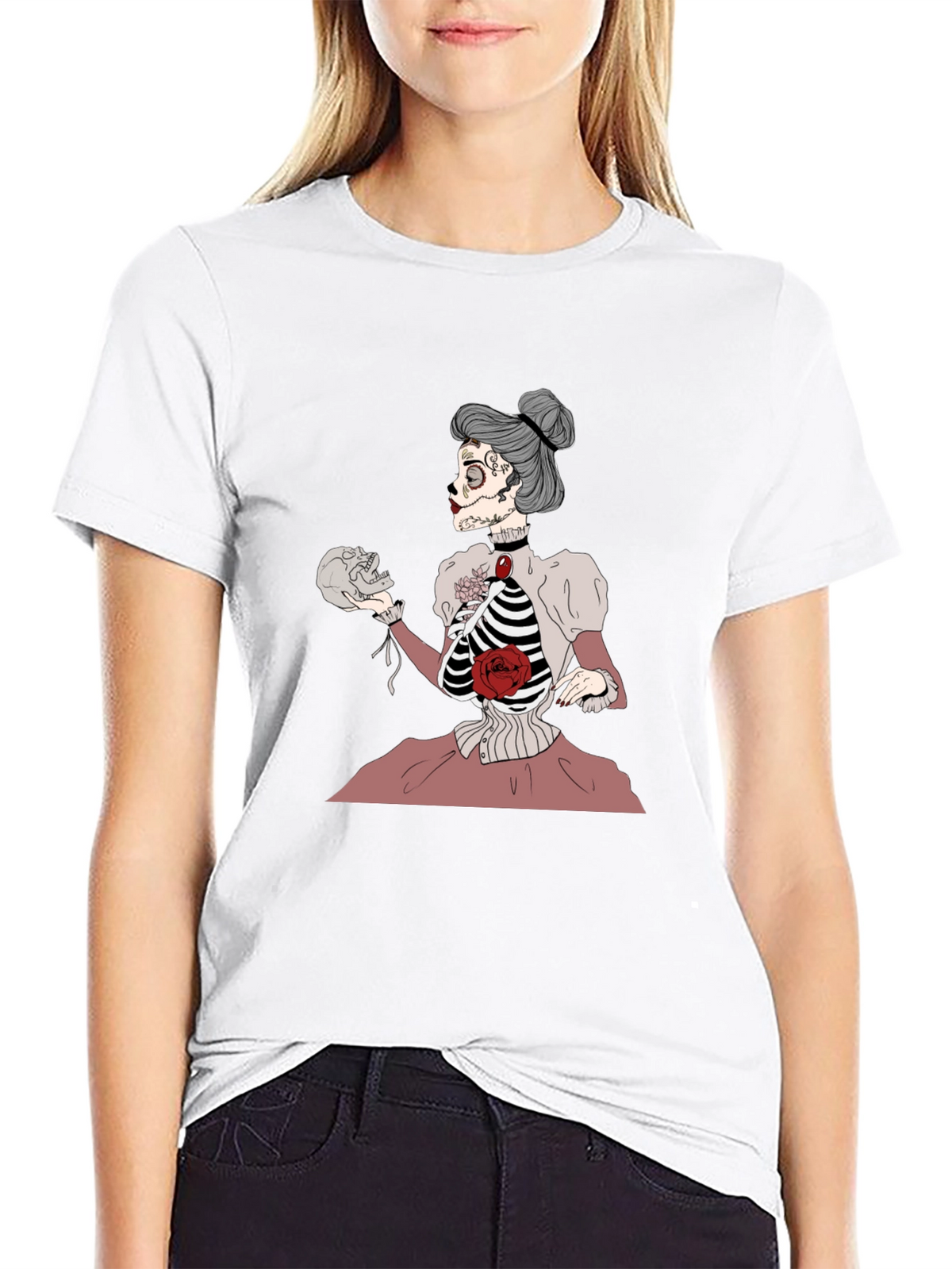 Skeleton Lady T-Shirt - Unique Goth Style Tee