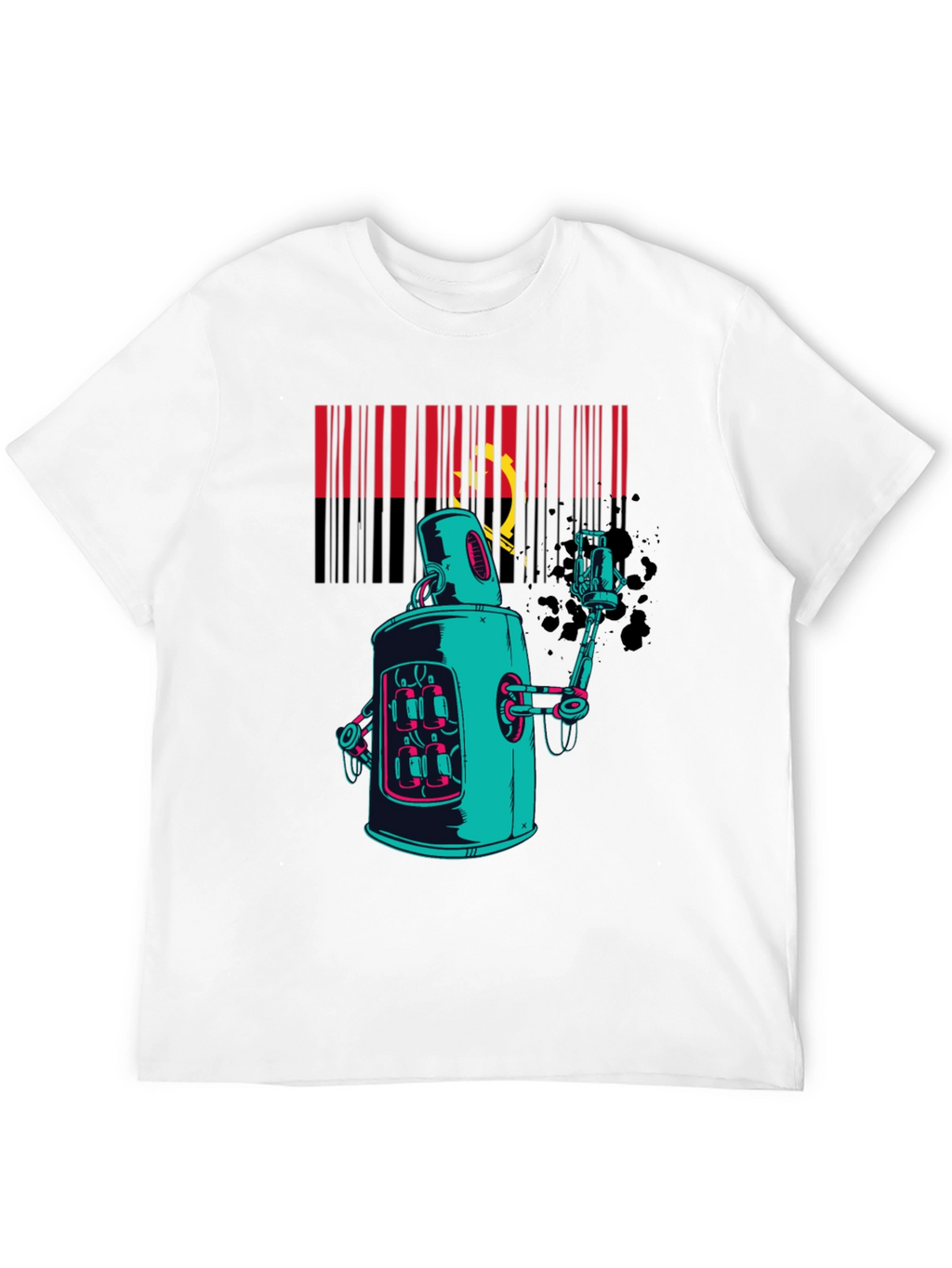 Robot Spray Paint Graphic T-Shirt - Black