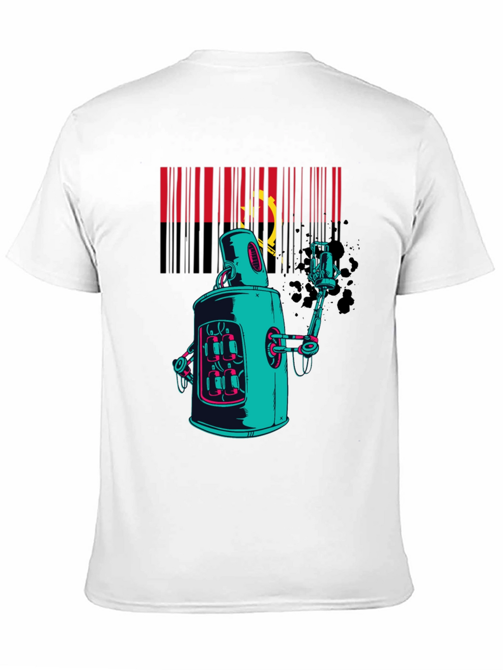 Robot Spray Paint Graphic T-Shirt - Black