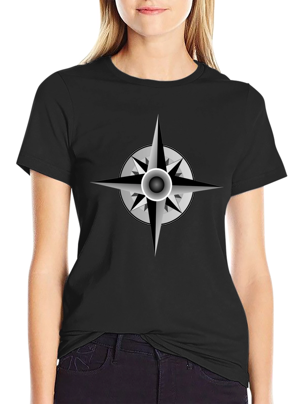 Compass Rose Graphic Black T-Shirt