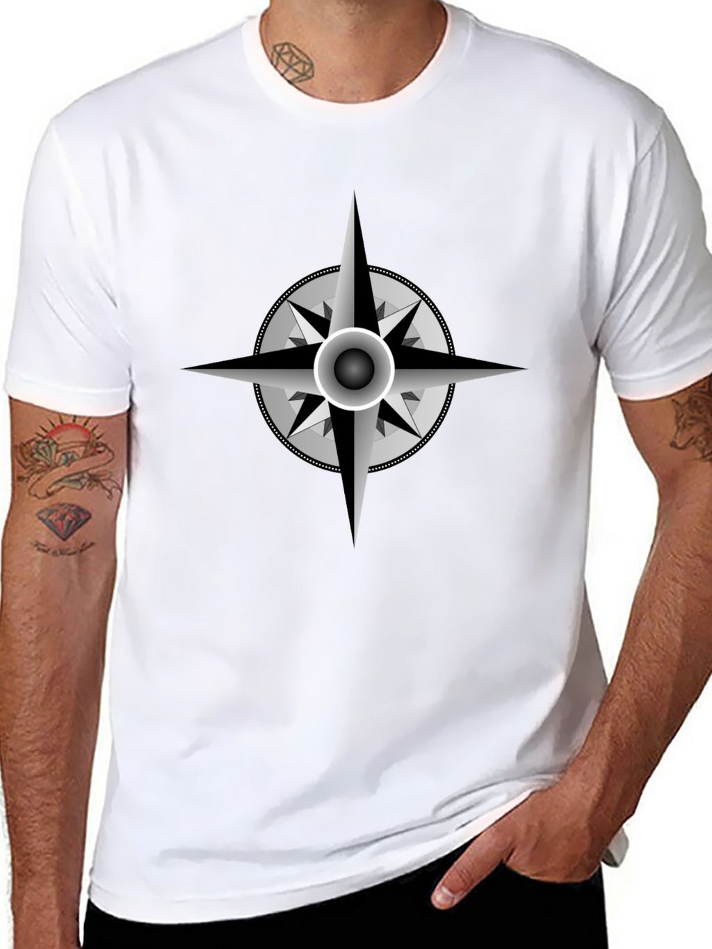 Compass Rose Graphic Black T-Shirt