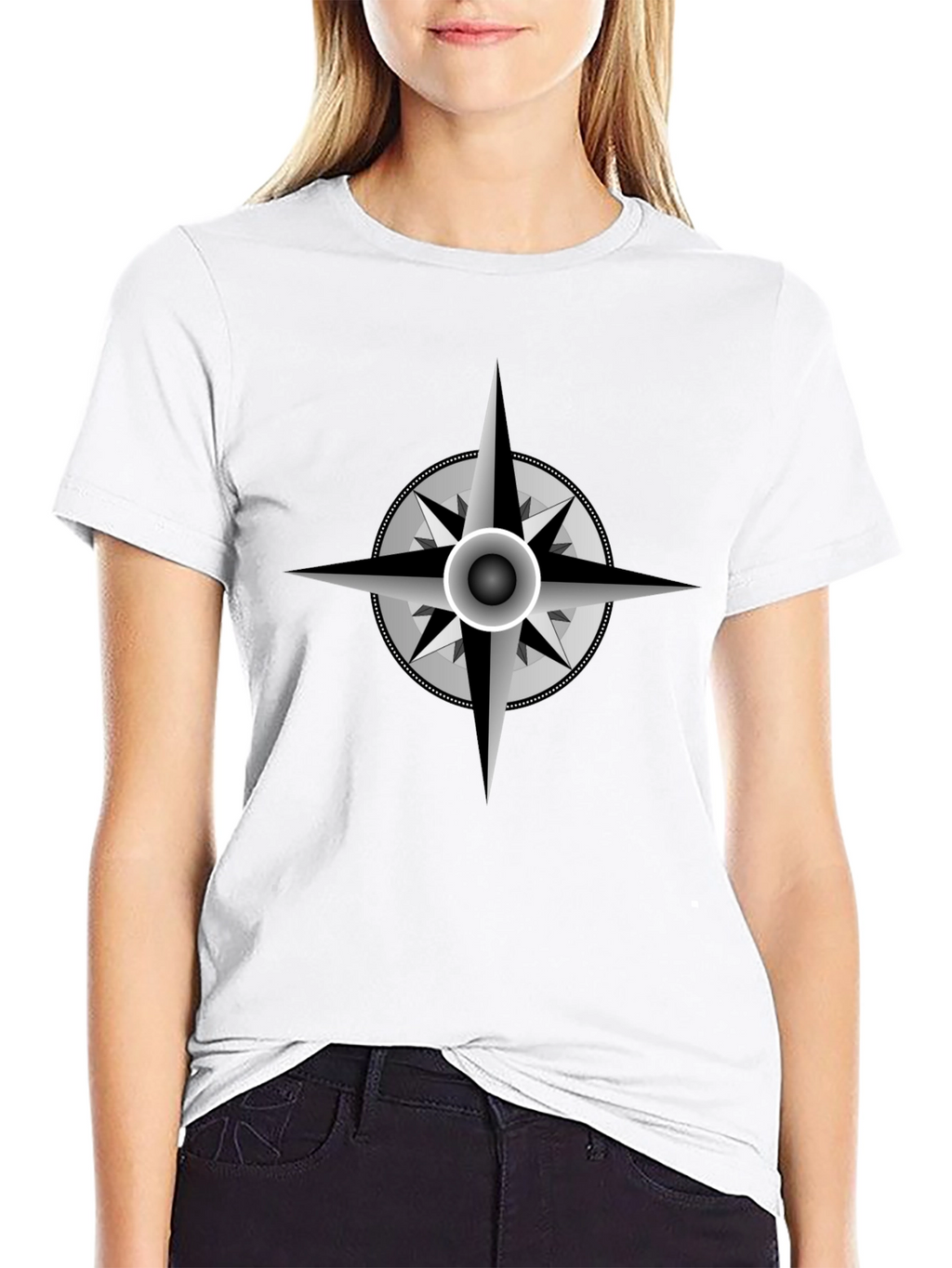 Compass Rose Graphic Black T-Shirt