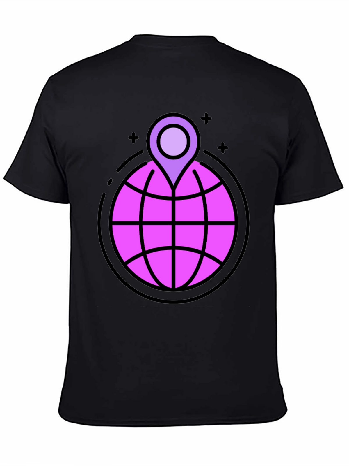 Globe & Location Pin Graphic Black T-Shirt