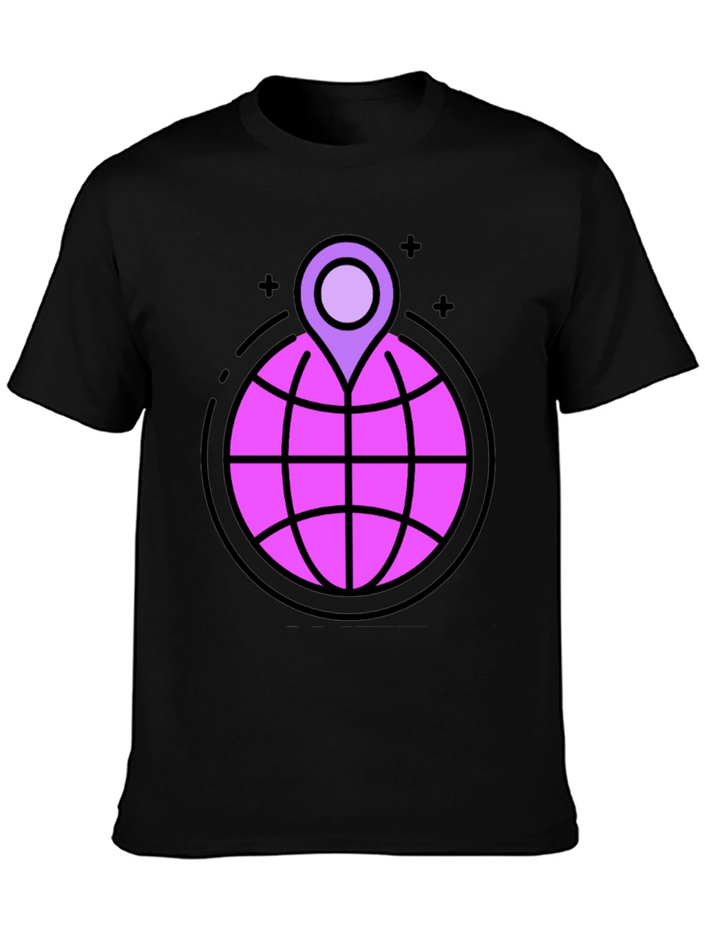 Globe & Location Pin Graphic Black T-Shirt