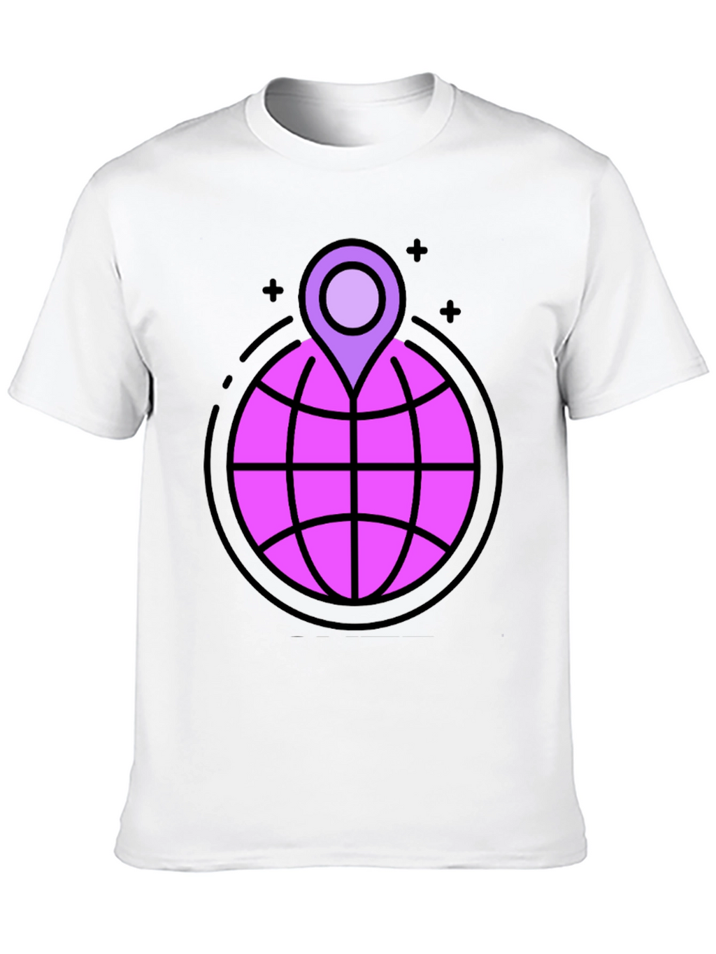 Globe & Location Pin Graphic Black T-Shirt