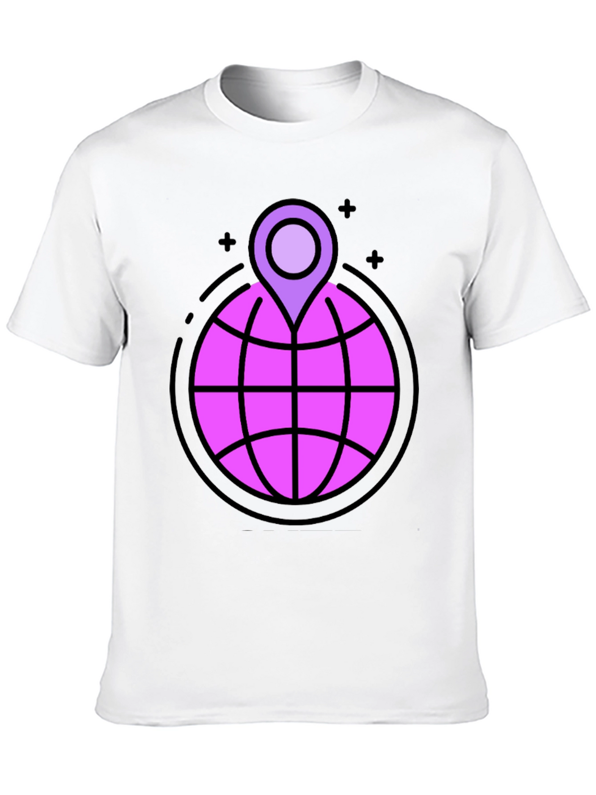 Globe & Location Pin Graphic Black T-Shirt