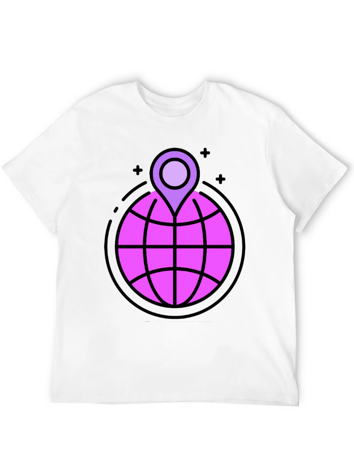 Globe & Location Pin Graphic Black T-Shirt