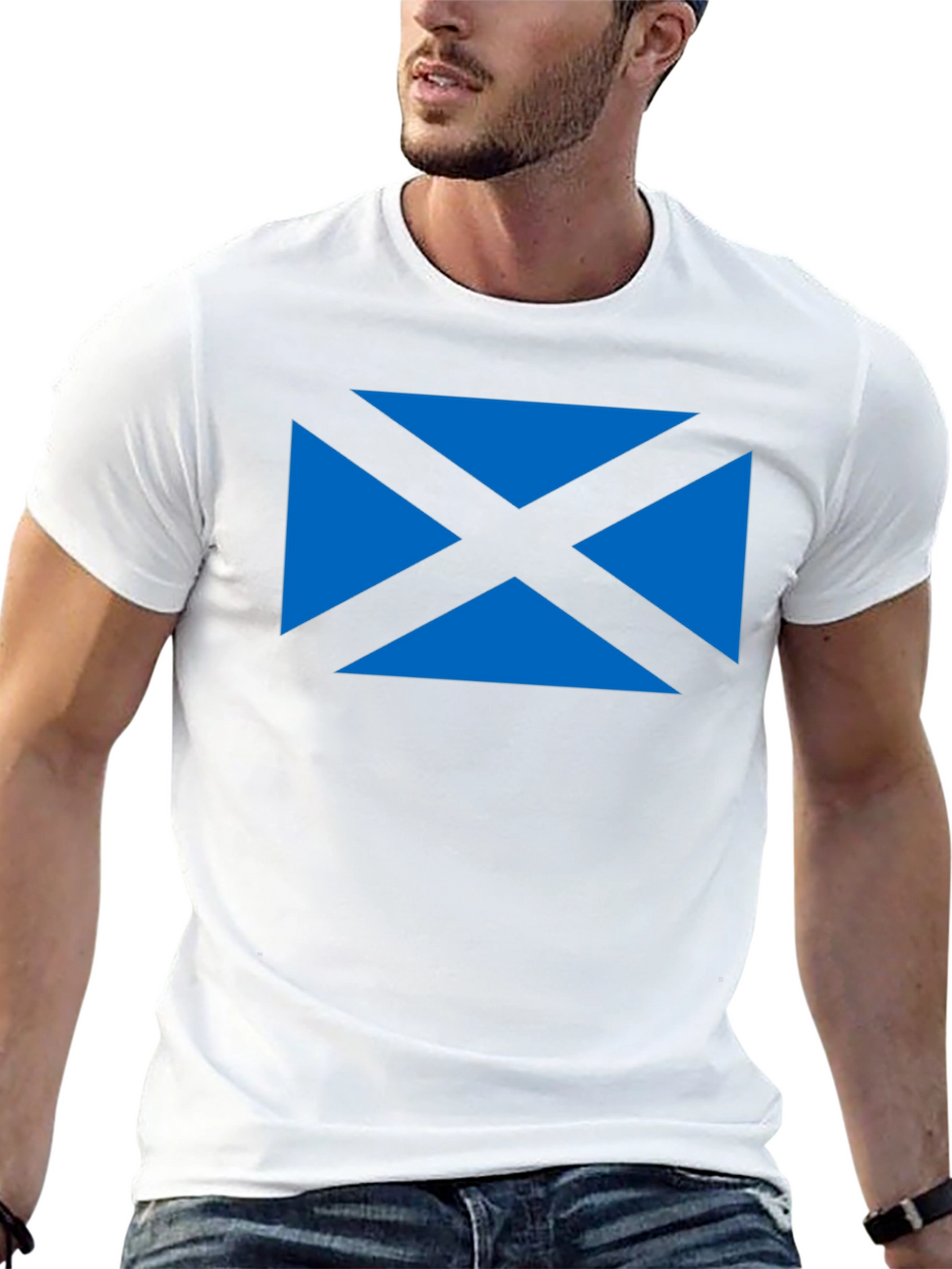 Scottish Saltire Flag Graphic Tee - Black Cotton T-Shirt
