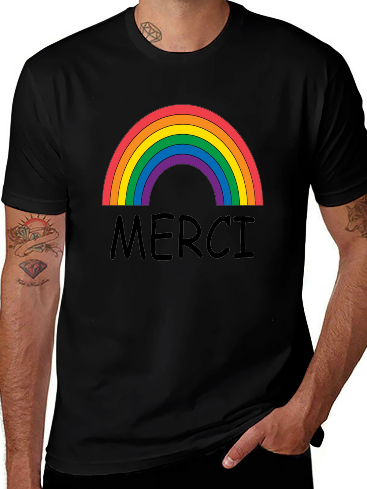 Merci Rainbow Graphic T-Shirt