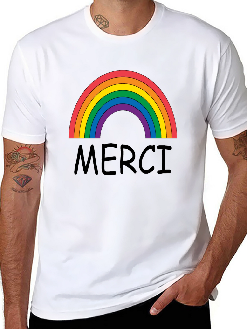 Merci Rainbow Graphic T-Shirt