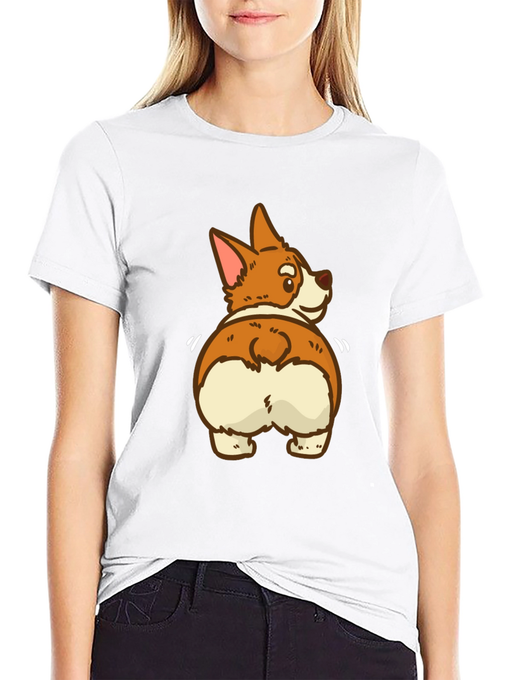 Funny Corgi Butt Black T-Shirt