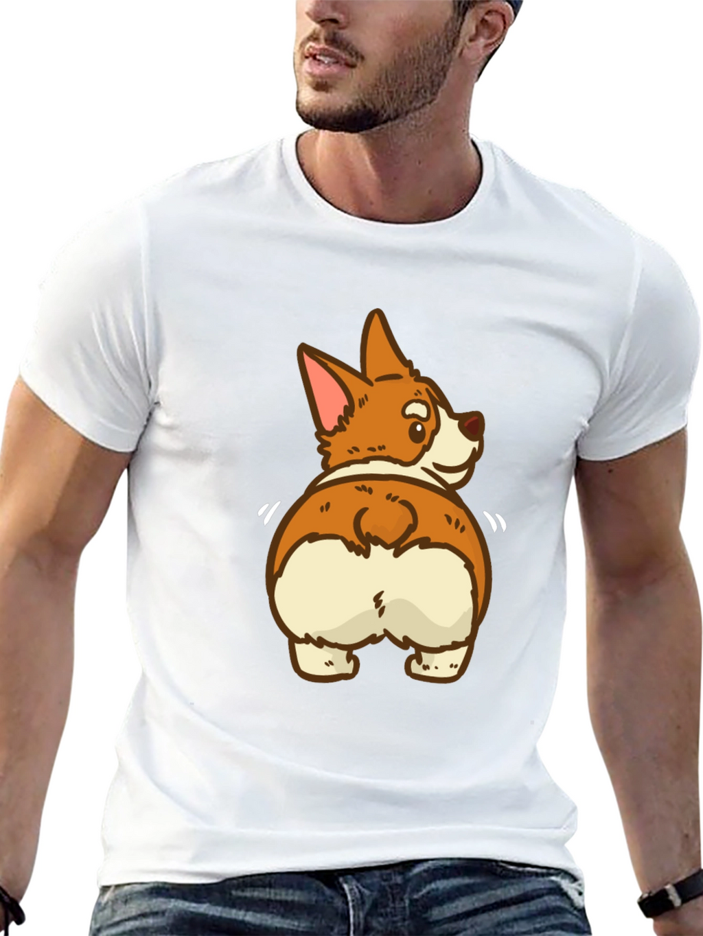Funny Corgi Butt Black T-Shirt
