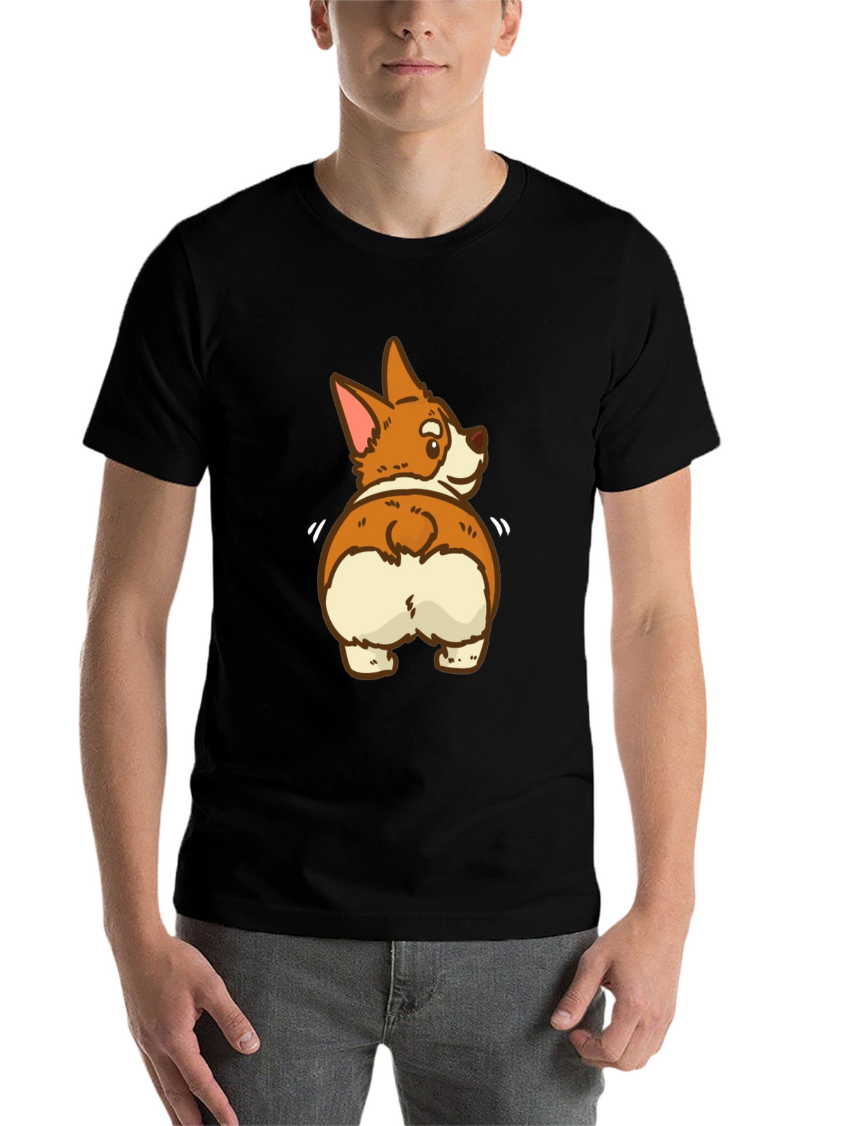 Funny Corgi Butt Black T-Shirt
