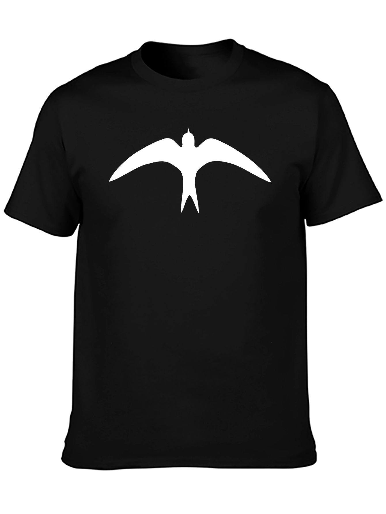 Stylish Black T-Shirt with White Bird Graphic