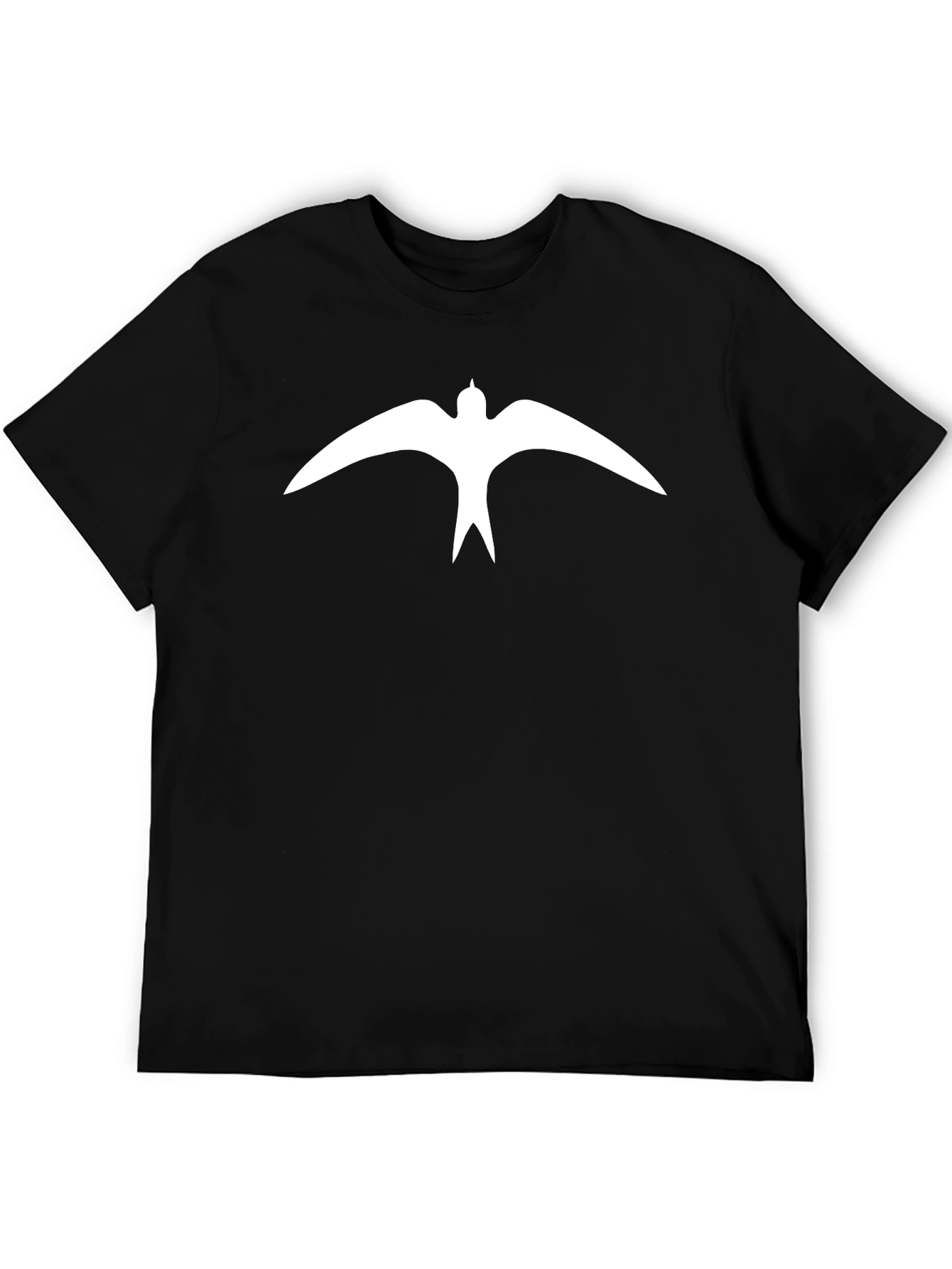 Stylish Black T-Shirt with White Bird Graphic