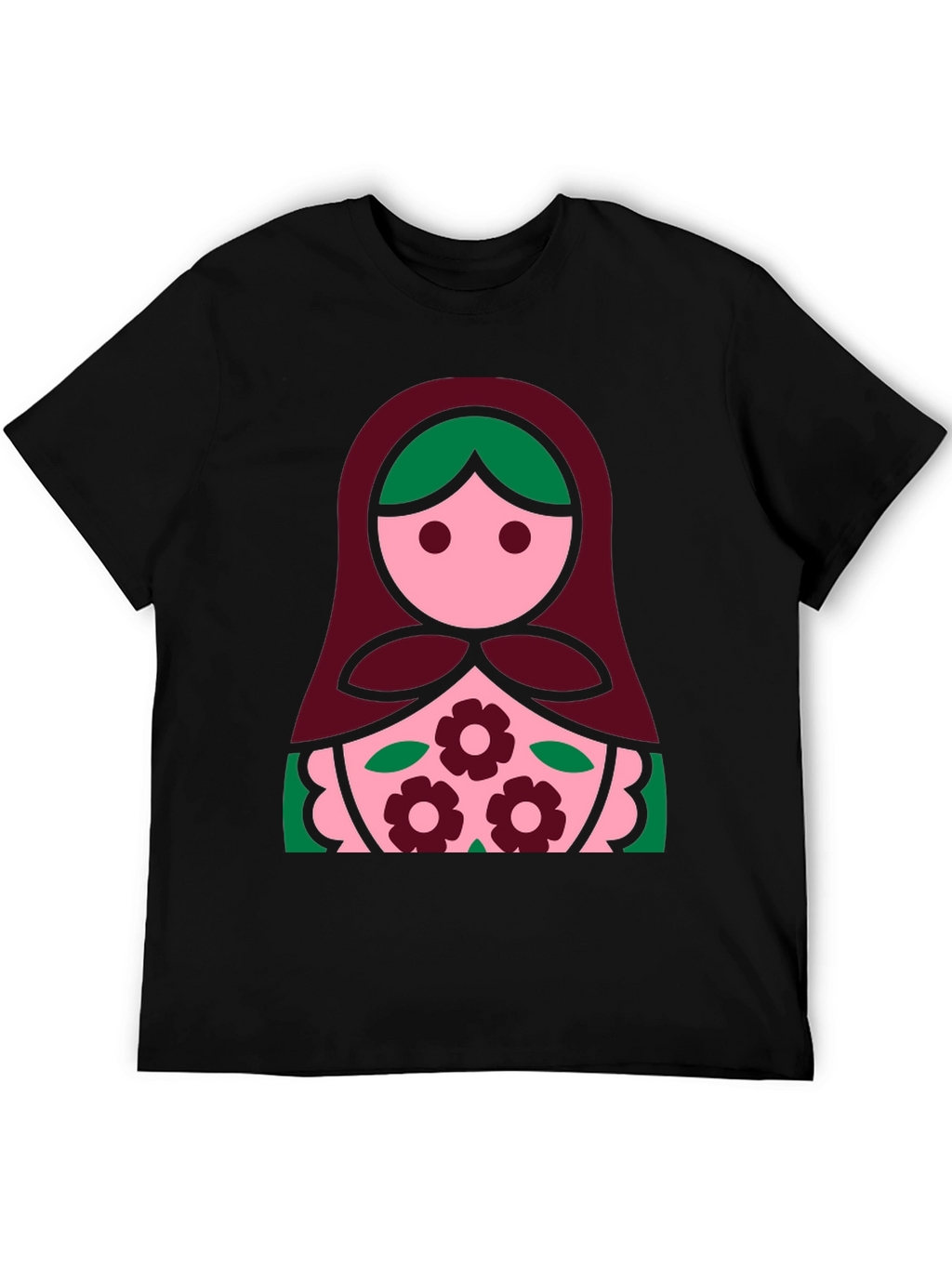Matryoshka Doll Graphic Tee - Black Cotton Shirt