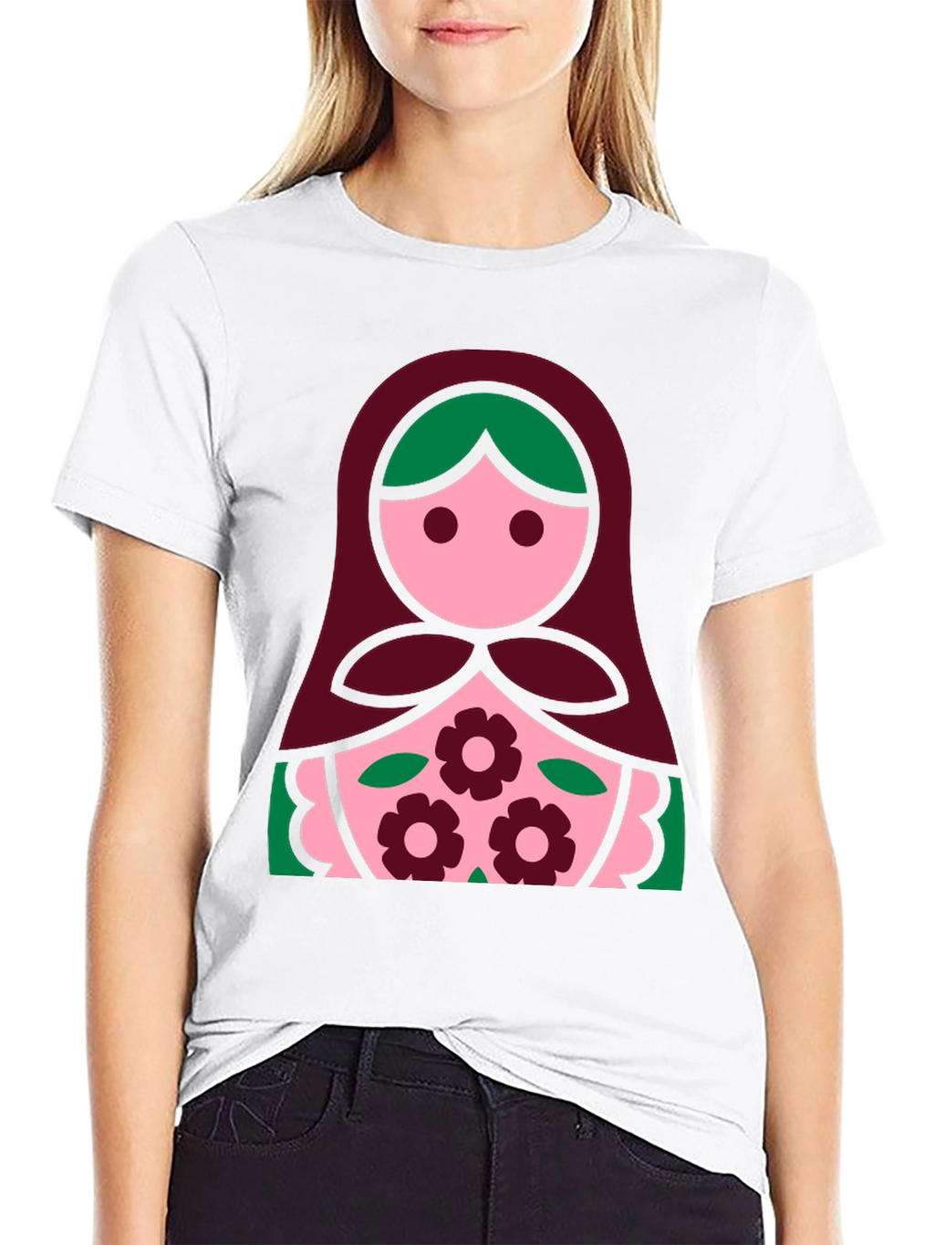 Matryoshka Doll Graphic Tee - Black Cotton Shirt