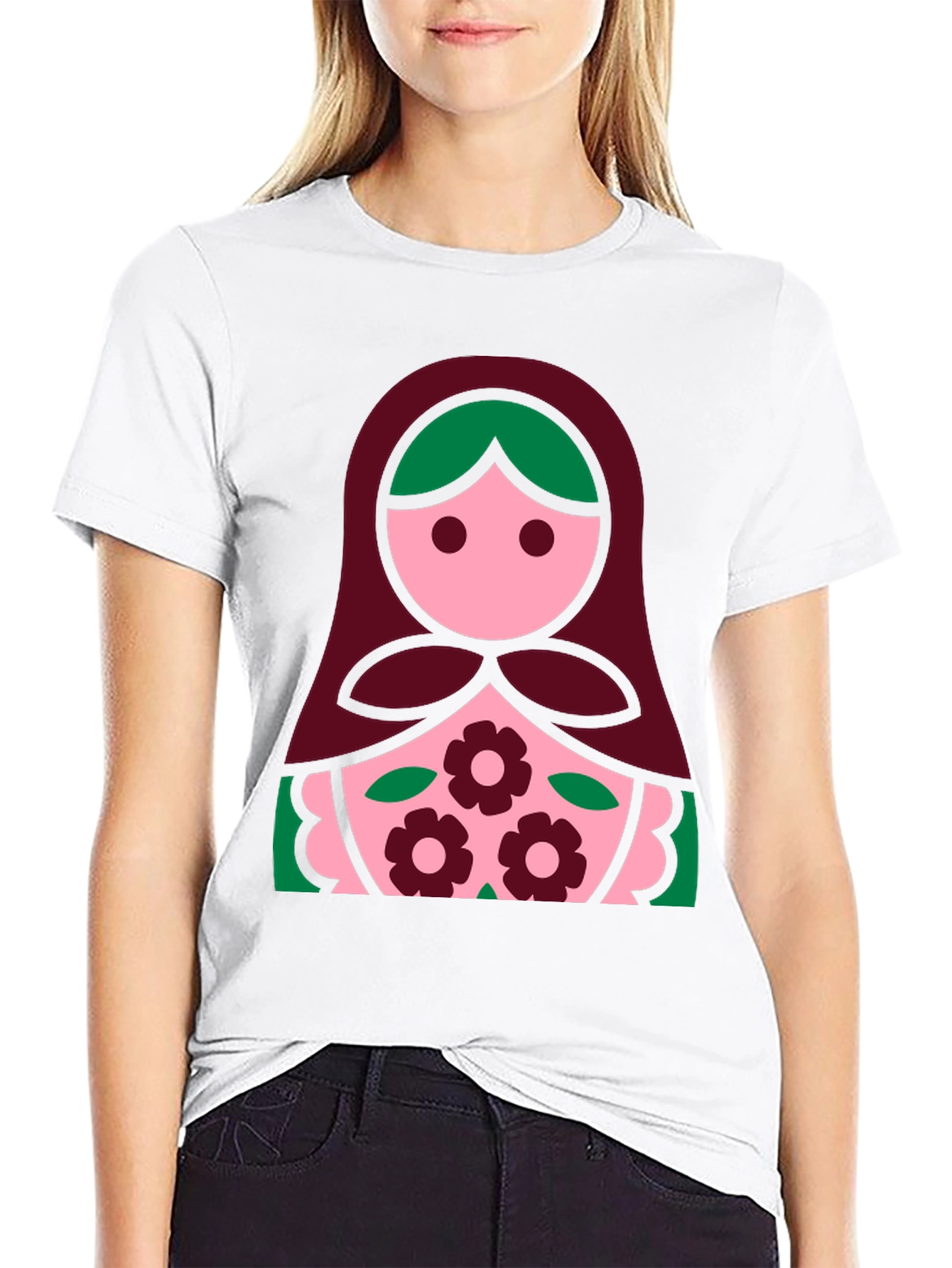 Matryoshka Doll Graphic Tee - Black Cotton Shirt