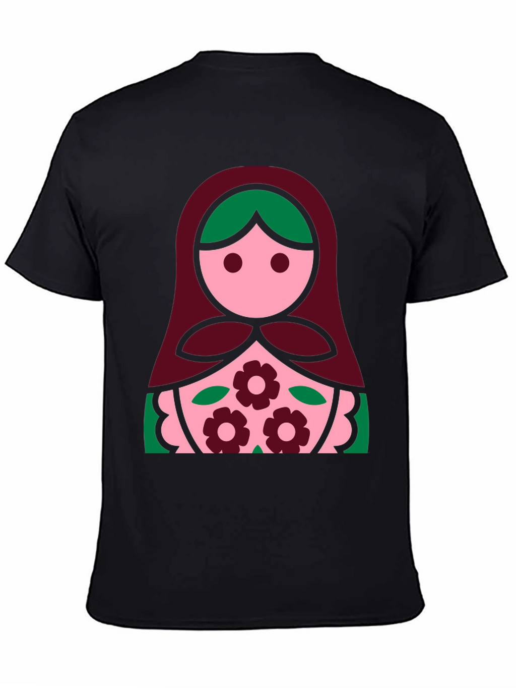 Matryoshka Doll Graphic Tee - Black Cotton Shirt