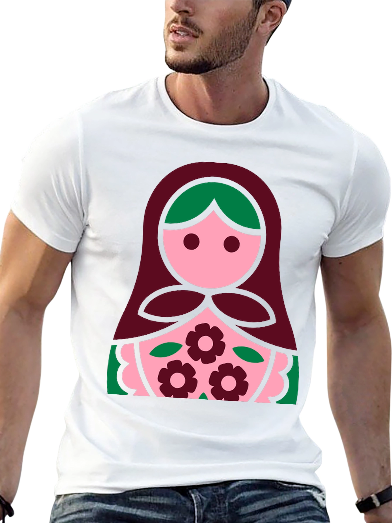 Matryoshka Doll Graphic Tee - Black Cotton Shirt