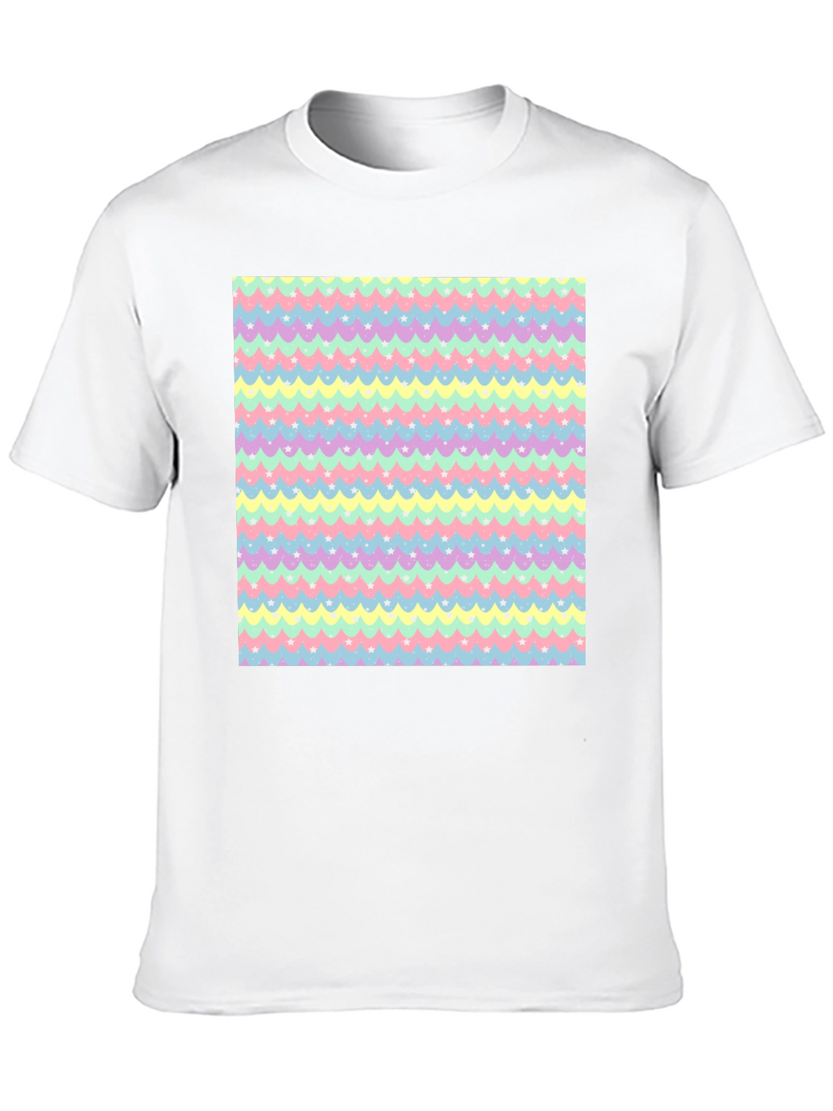 Pastel Waves & Stars Black Tee