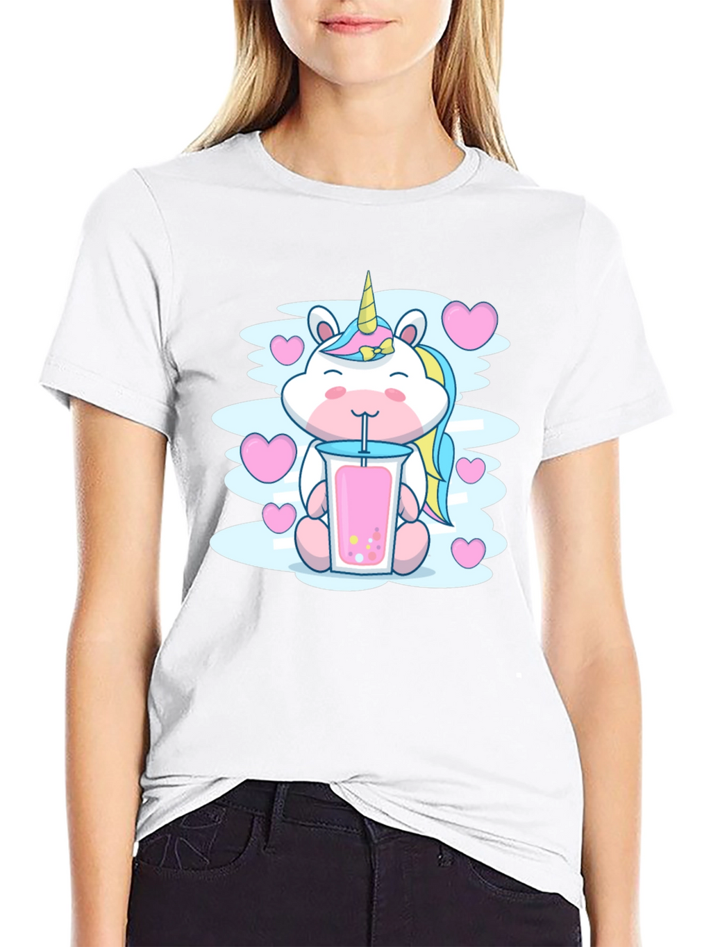 Cute Unicorn Bubble Tea Graphic T-Shirt
