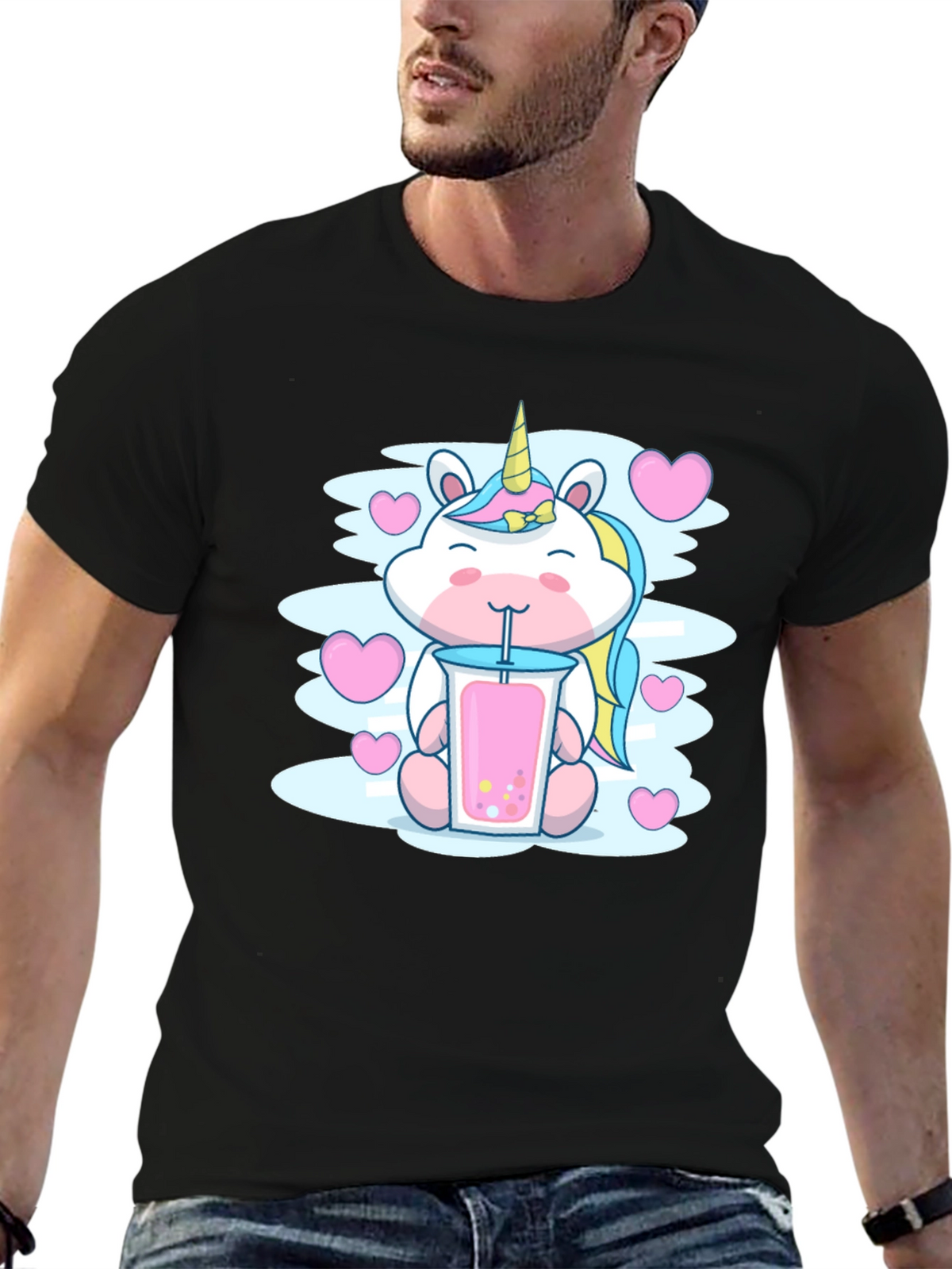 Cute Unicorn Bubble Tea Graphic T-Shirt