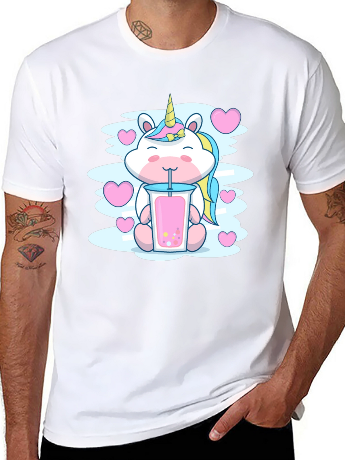 Cute Unicorn Bubble Tea Graphic T-Shirt