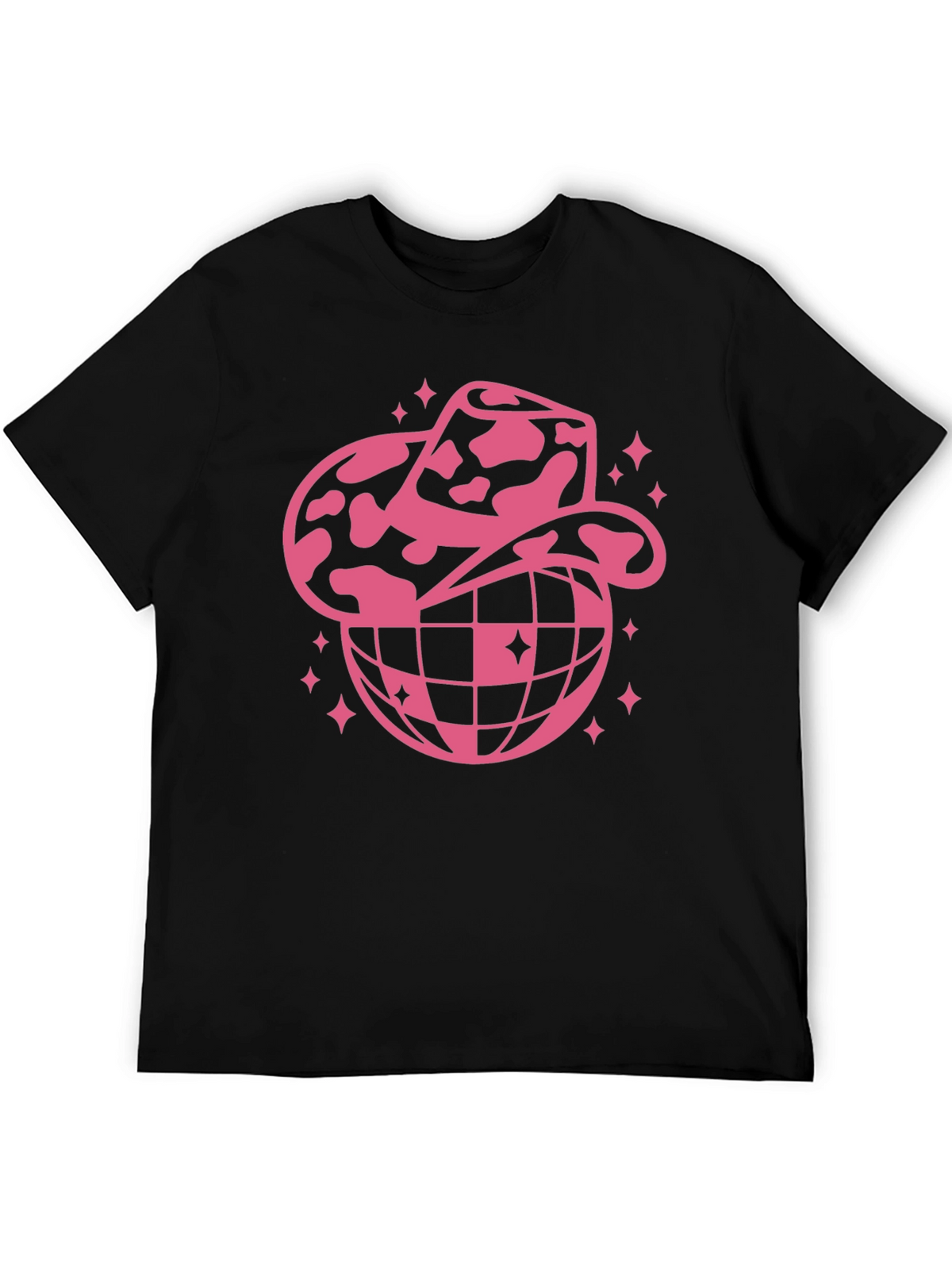 Cowboy Hat Disco Globe Black T-Shirt