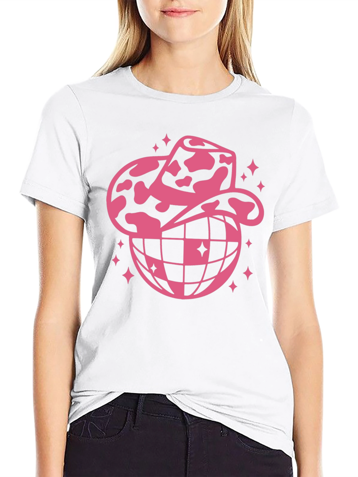 Cowboy Hat Disco Globe Black T-Shirt
