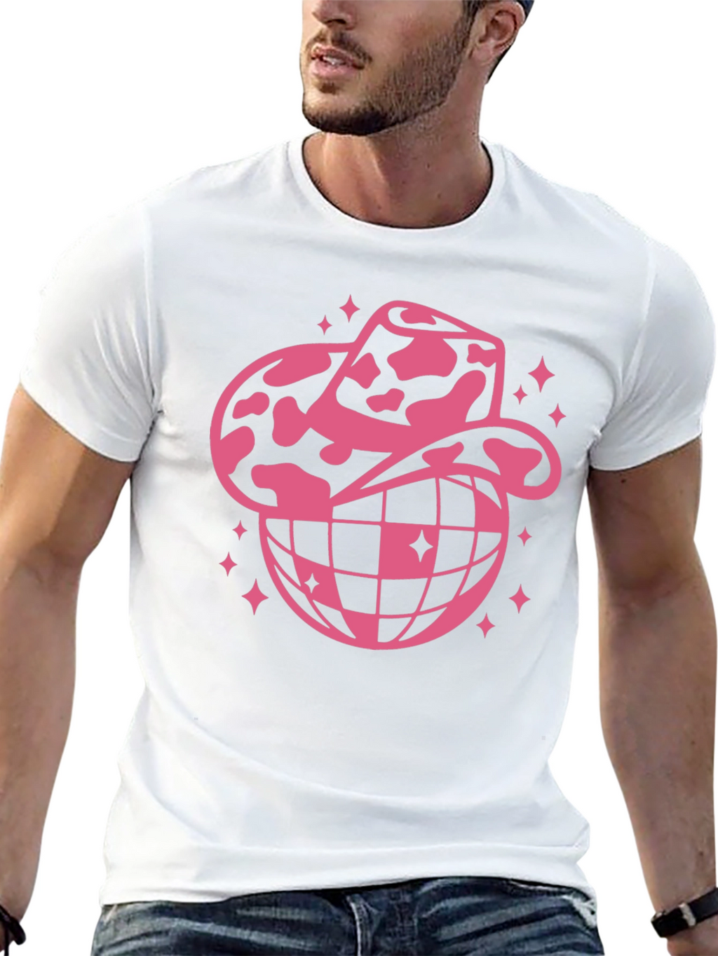 Cowboy Hat Disco Globe Black T-Shirt