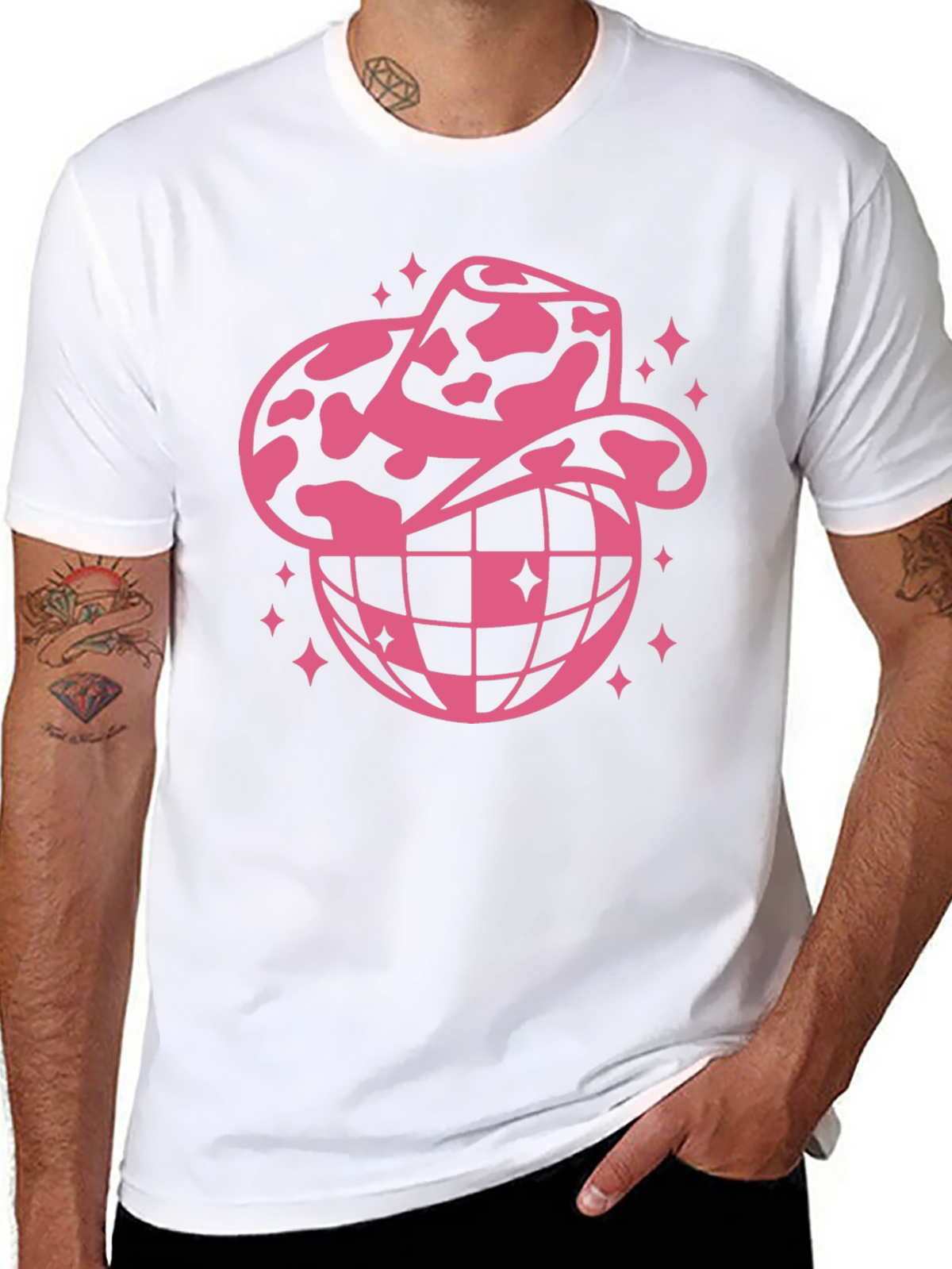 Cowboy Hat Disco Globe Black T-Shirt