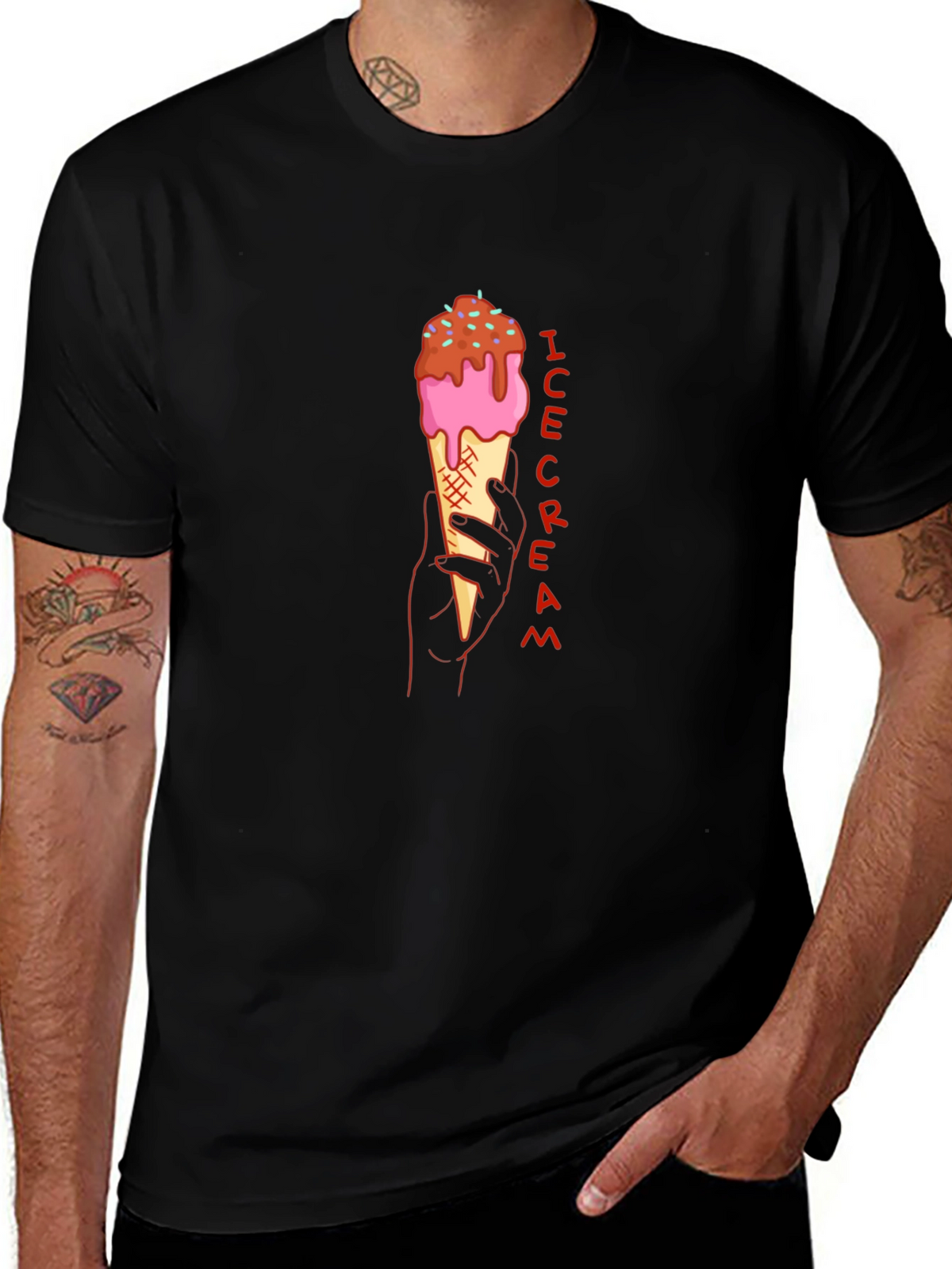Ice Cream Graphic Tee - Stylish Black T-Shirt