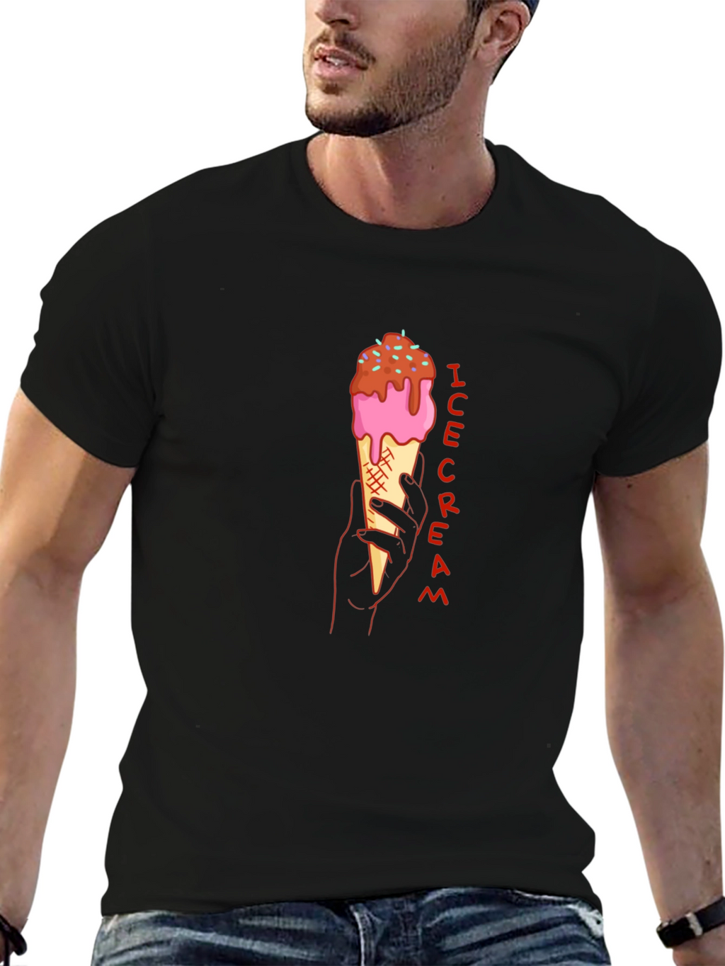 Ice Cream Graphic Tee - Stylish Black T-Shirt