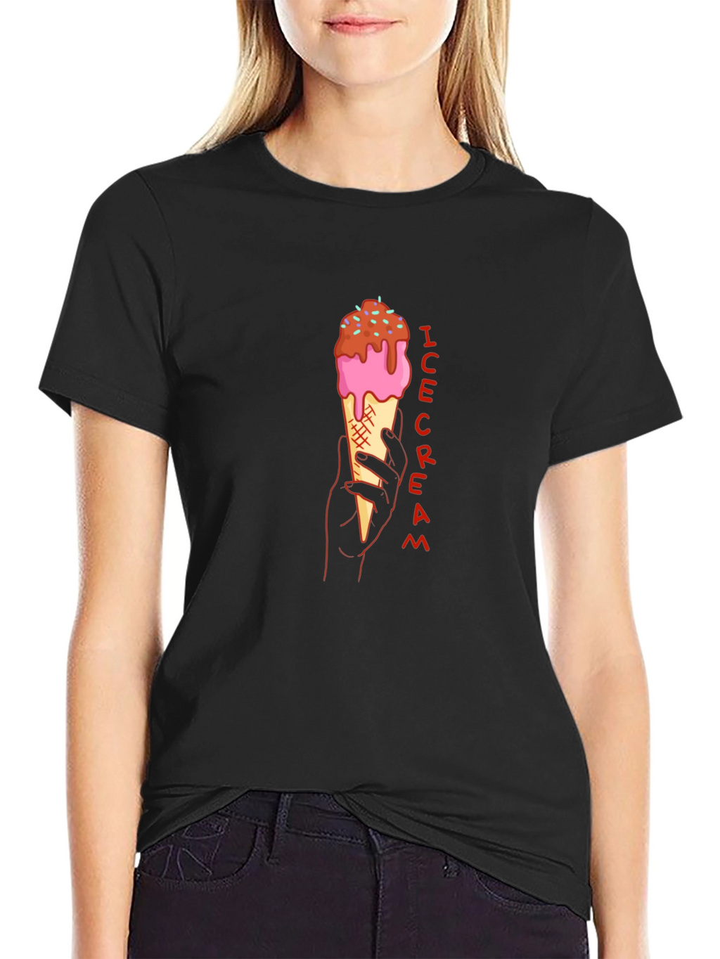 Ice Cream Graphic Tee - Stylish Black T-Shirt