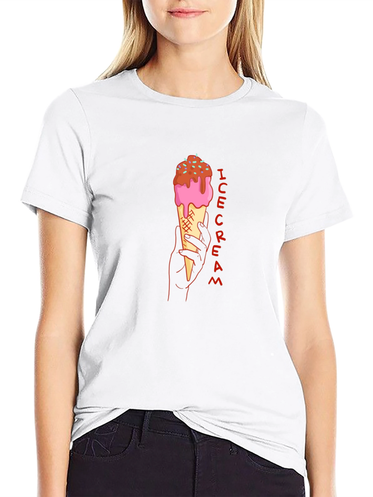 Ice Cream Graphic Tee - Stylish Black T-Shirt