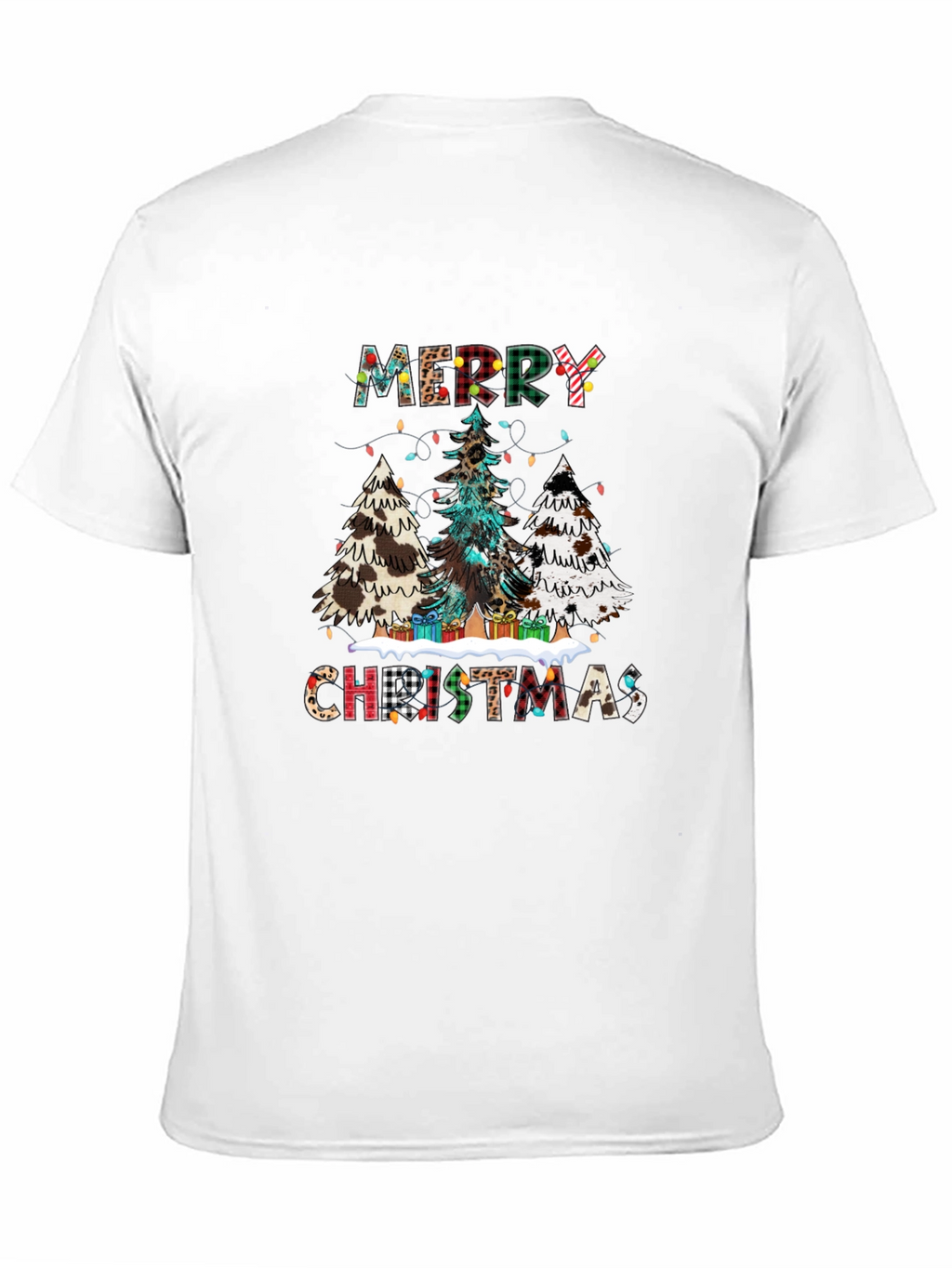 Festive Merry Christmas Tree Plaid Graphic Tee