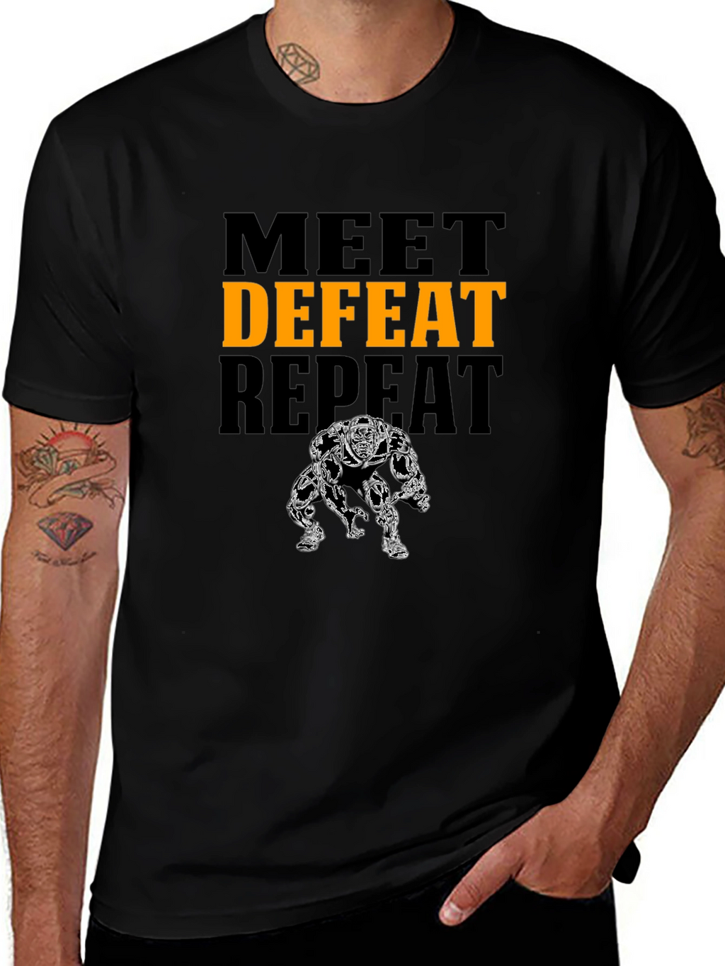 Meet Defeat Repeat Graphic T-Shirt