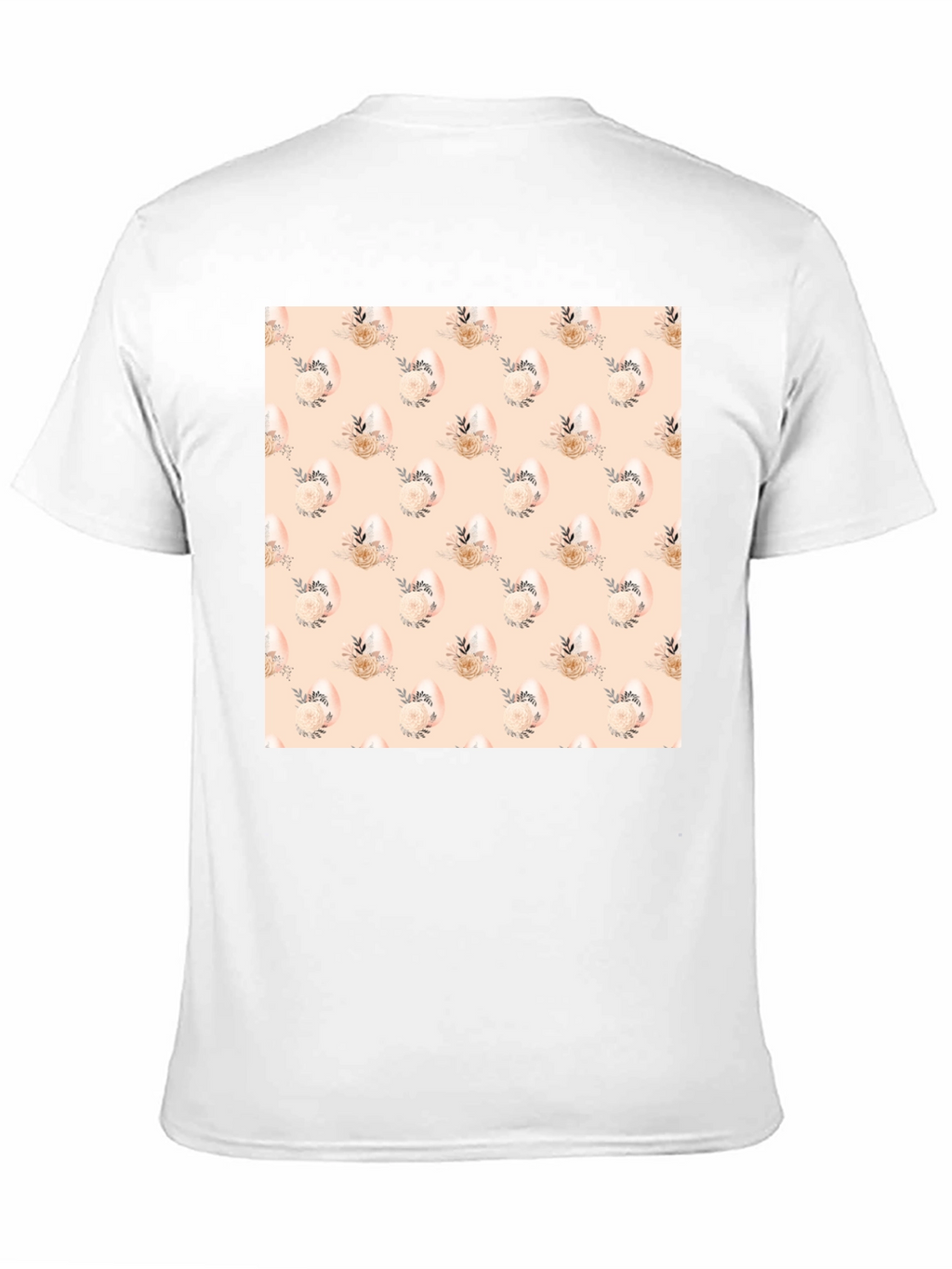 Floral Easter Egg Pattern Black T-Shirt