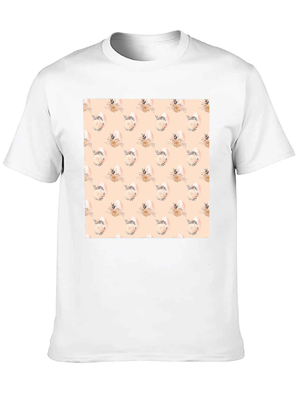 Floral Easter Egg Pattern Black T-Shirt