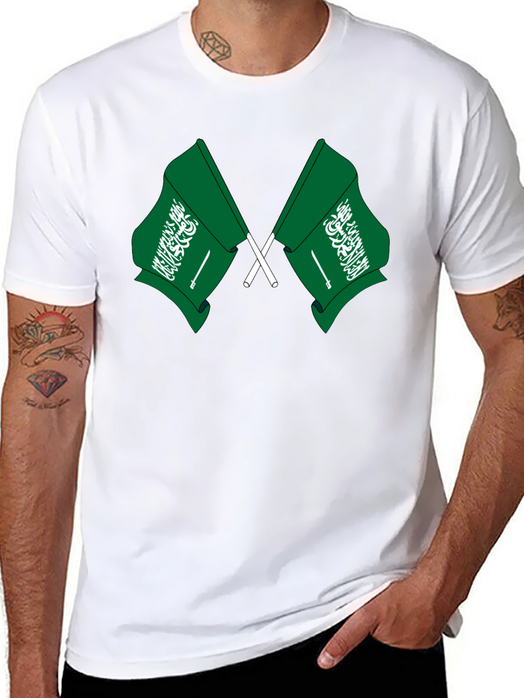 Saudi Arabia Flag T-Shirt - Black Cotton Tee