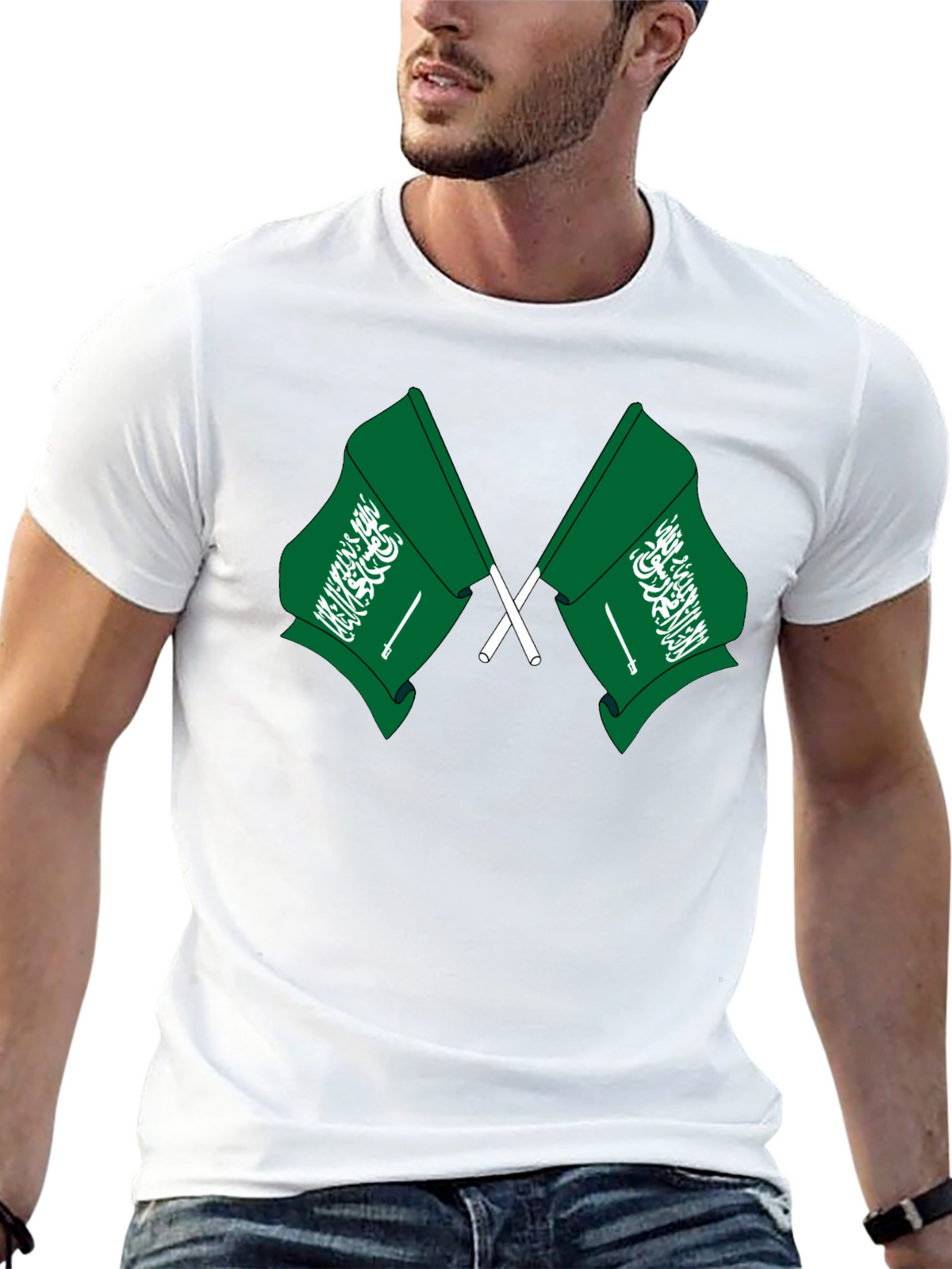 Saudi Arabia Flag T-Shirt - Black Cotton Tee