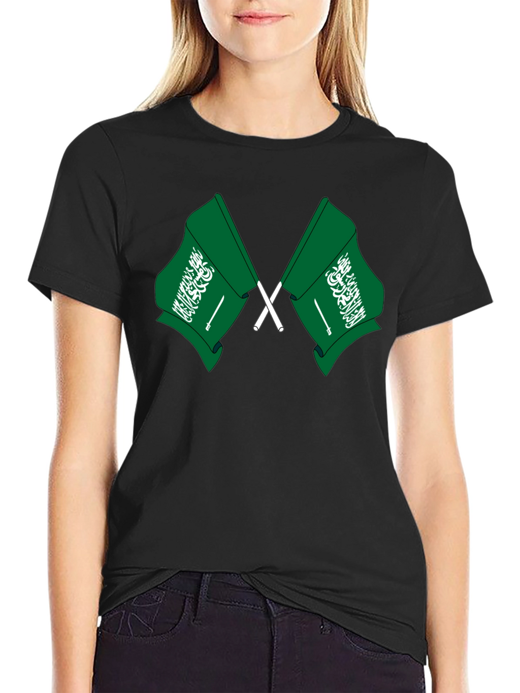 Saudi Arabia Flag T-Shirt - Black Cotton Tee