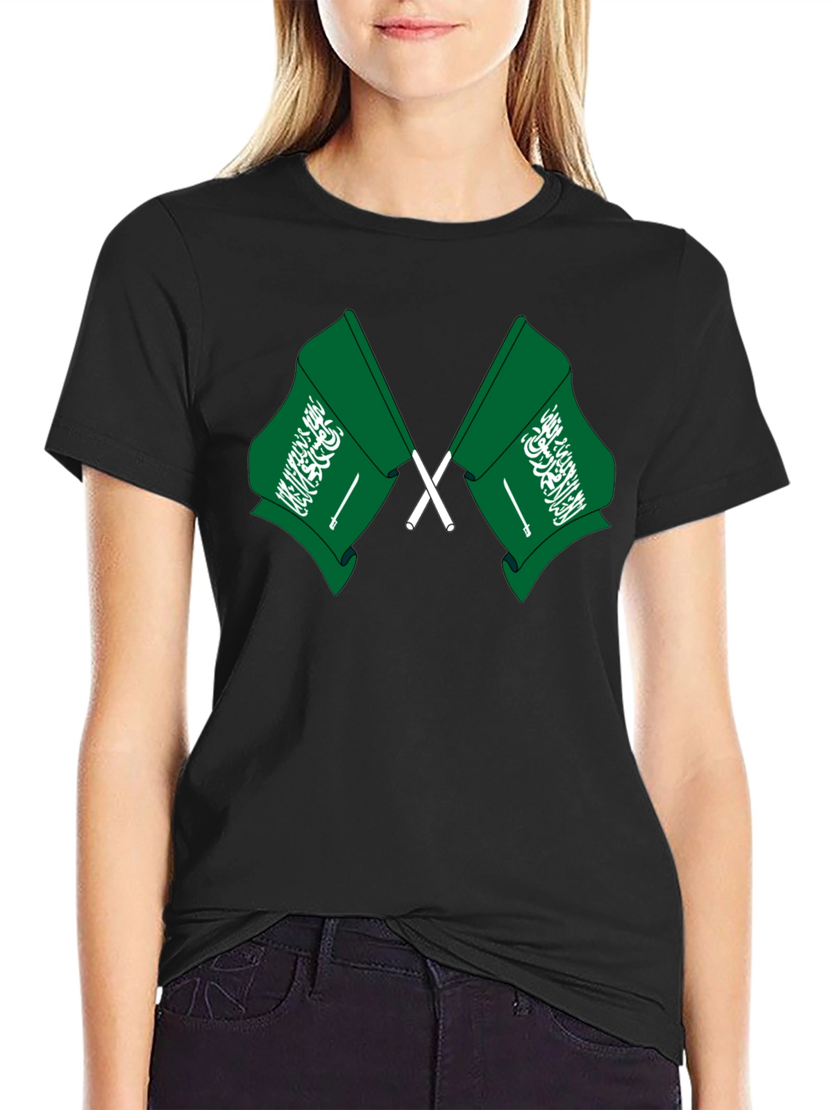 Saudi Arabia Flag T-Shirt - Black Cotton Tee