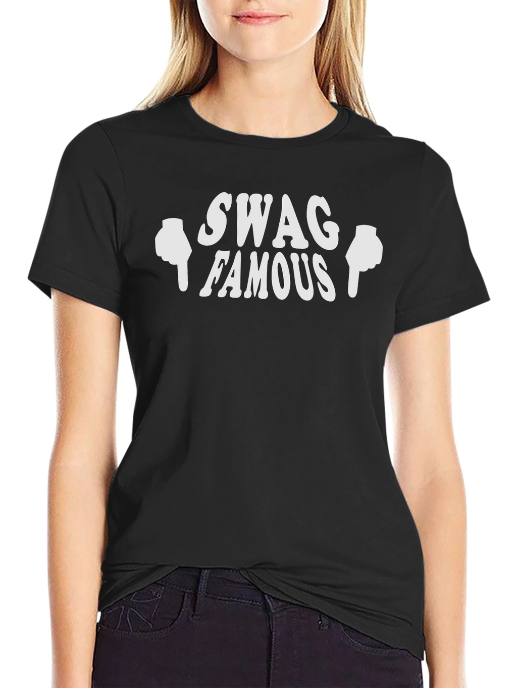 Swag Famous Black Graphic T-Shirt